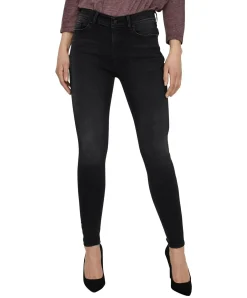 Vero Moda Damen-Jeans Skinny Fit Peach in Black Denim