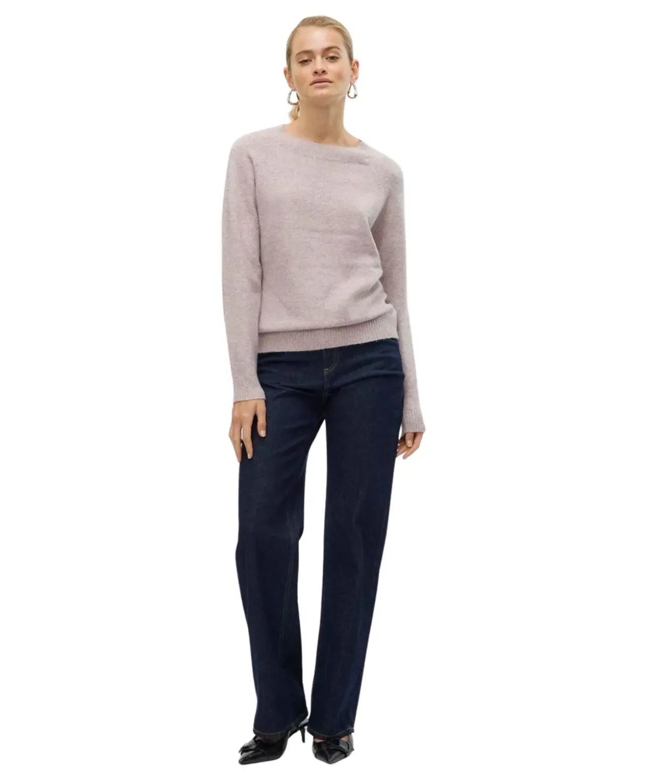 Vero Moda Doffy - Rosa Strickpullover mit Rundhals