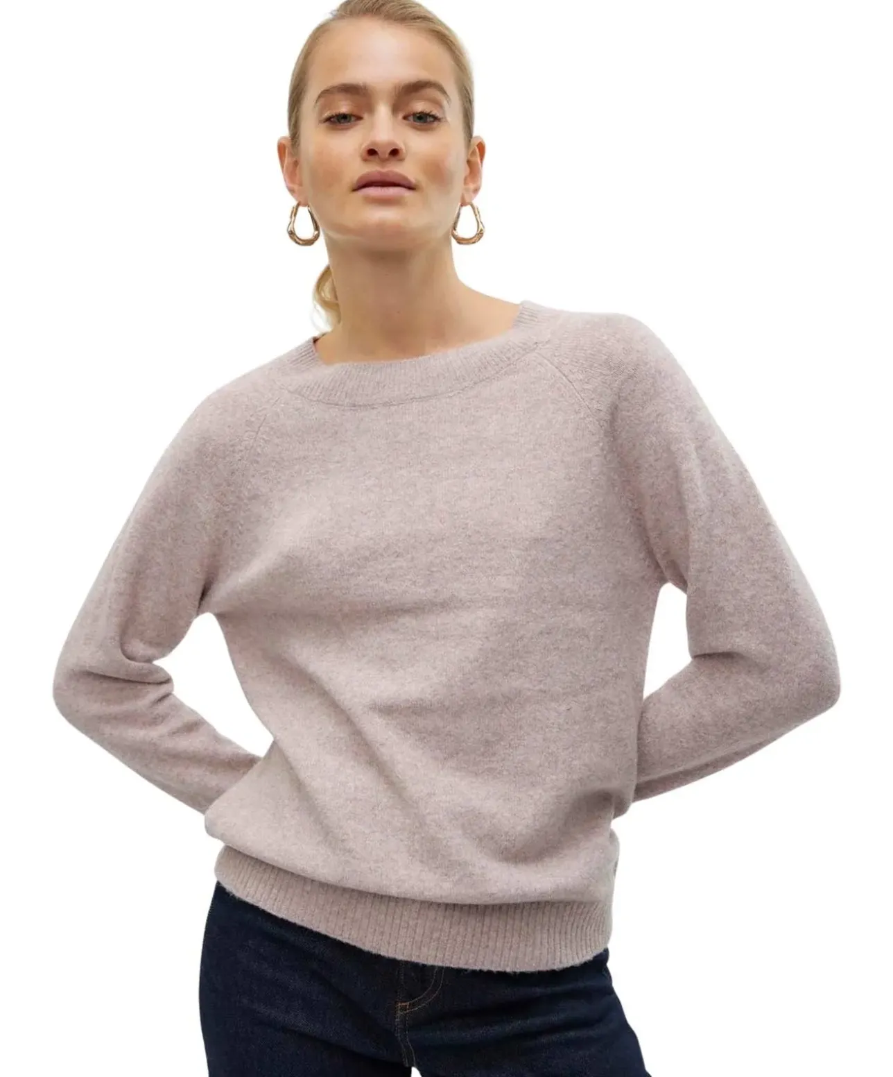 Vero Moda Doffy - Rosa Strickpullover mit Rundhals