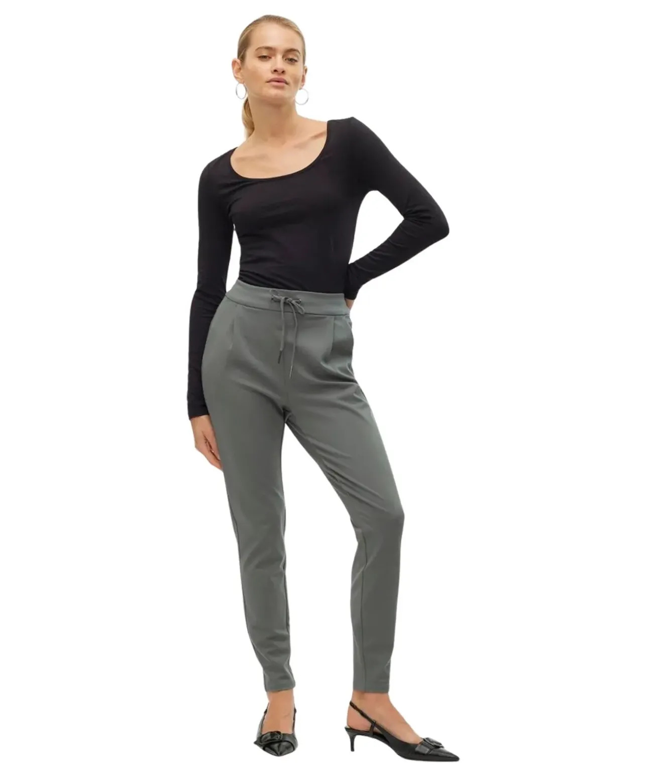 Vero Moda Eva Hose mit mittlerer Taille in Grün