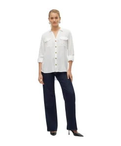 Vero Moda Hemdbluse Bumby mit Knopfverschluss in Weiß