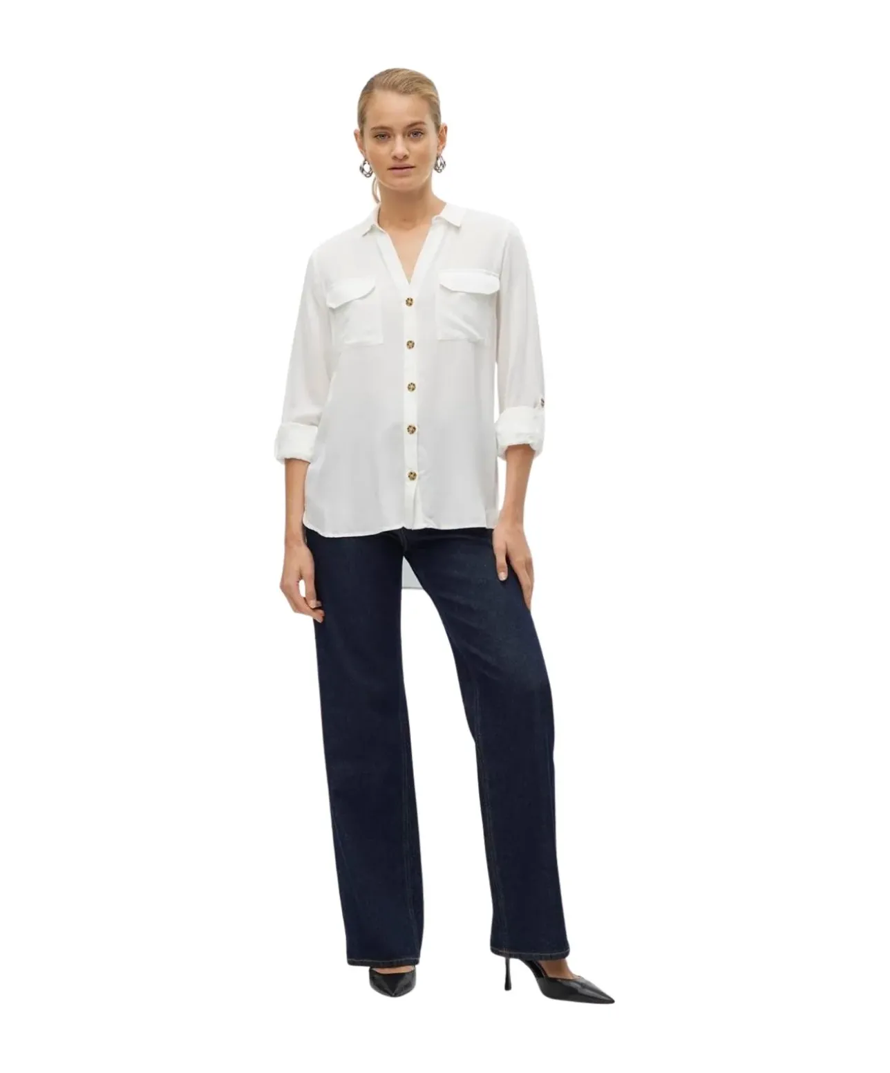 Vero Moda Hemdbluse Bumby mit Knopfverschluss in Weiß