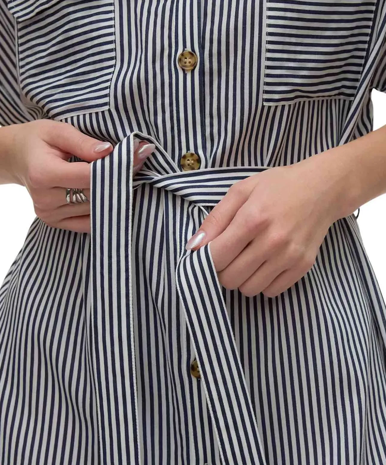 VERO MODA Hemdblusenkleid mit Streifenmuster