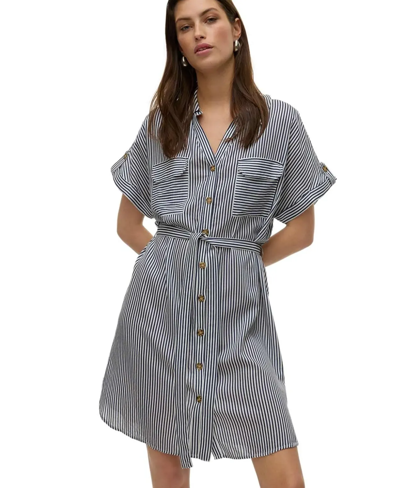 VERO MODA Hemdblusenkleid mit Streifenmuster