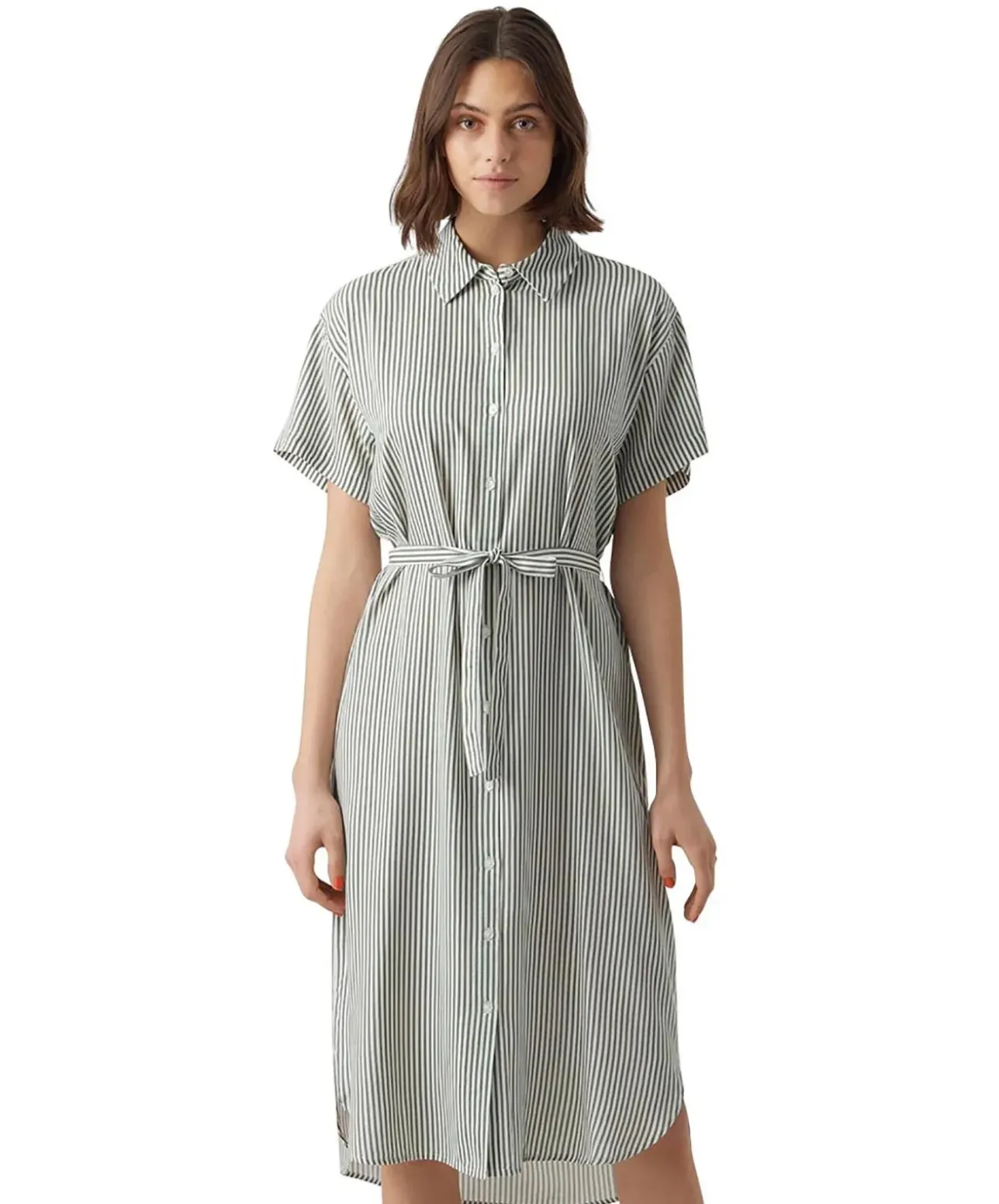 Vero Moda Hemdkleid Bumby mit Gürtel in Streifenoptik