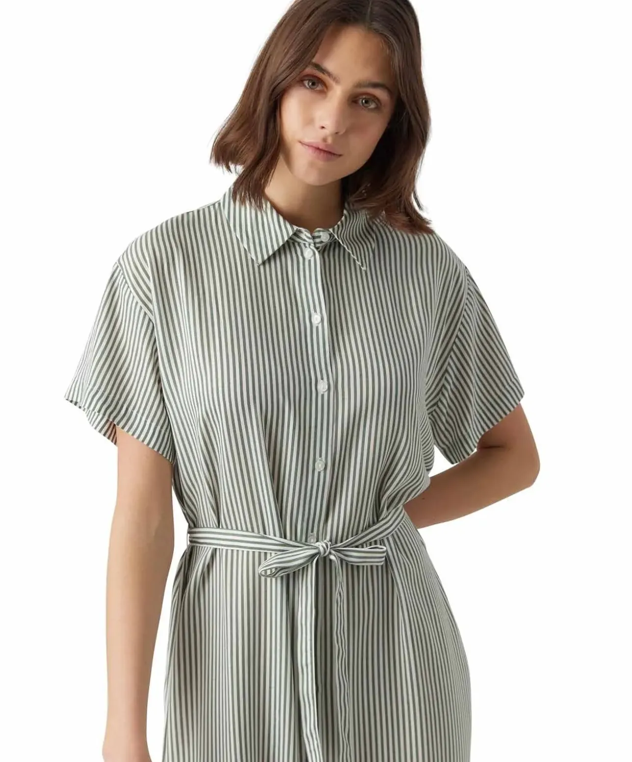 Vero Moda Hemdkleid Bumby mit Gürtel in Streifenoptik