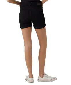 Vero Moda Jeans Shorts Luna mit Umschlagsaum in Schwarz