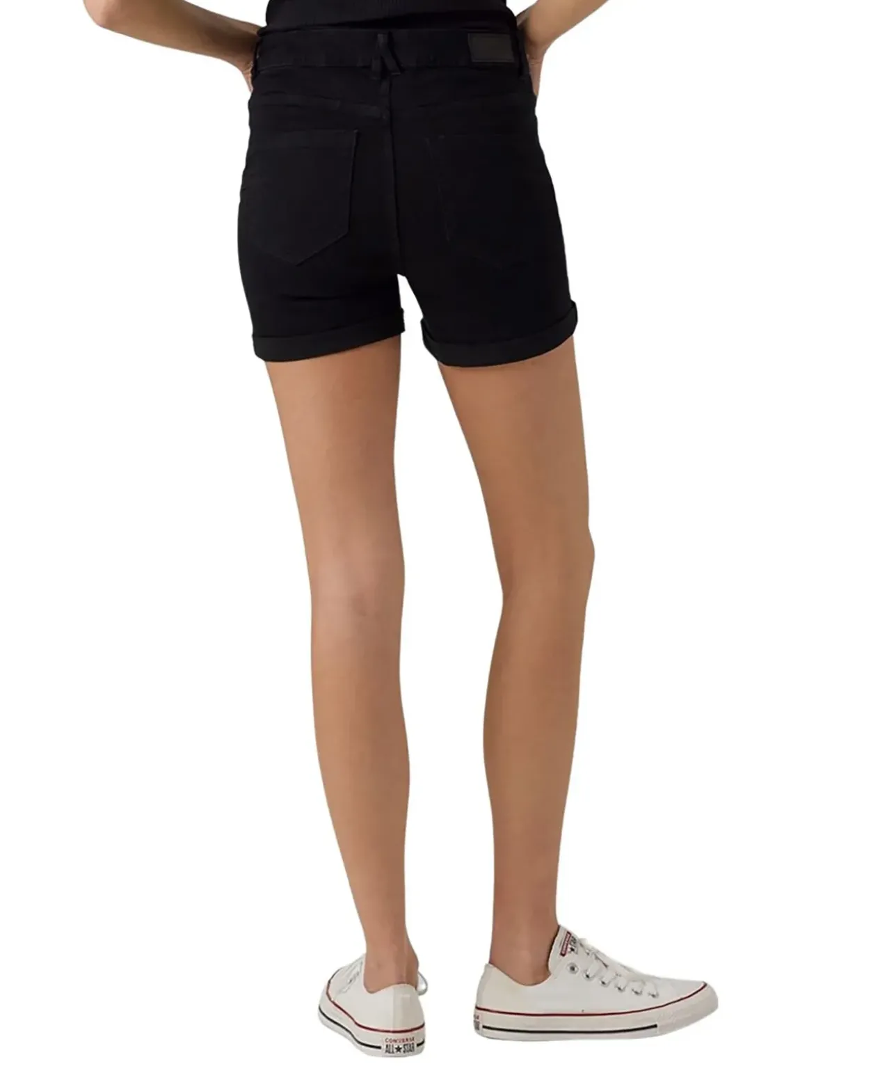 Vero Moda Jeans Shorts Luna mit Umschlagsaum in Schwarz