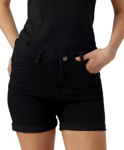 Vero Moda Jeans Shorts Luna mit Umschlagsaum in Schwarz