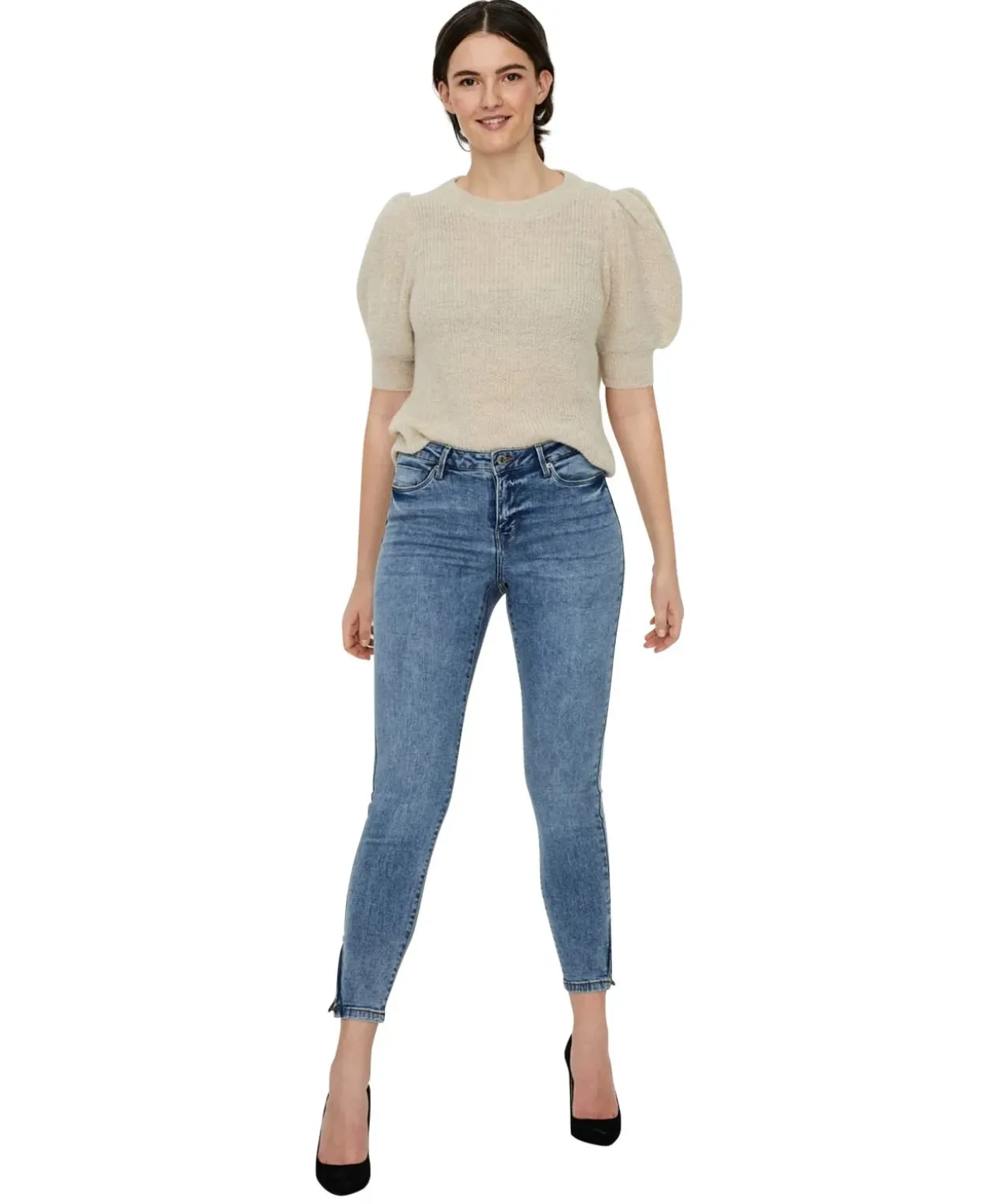 Vero Moda Jeans Slim Fit Tilde in hellblau mit Ankle Zip