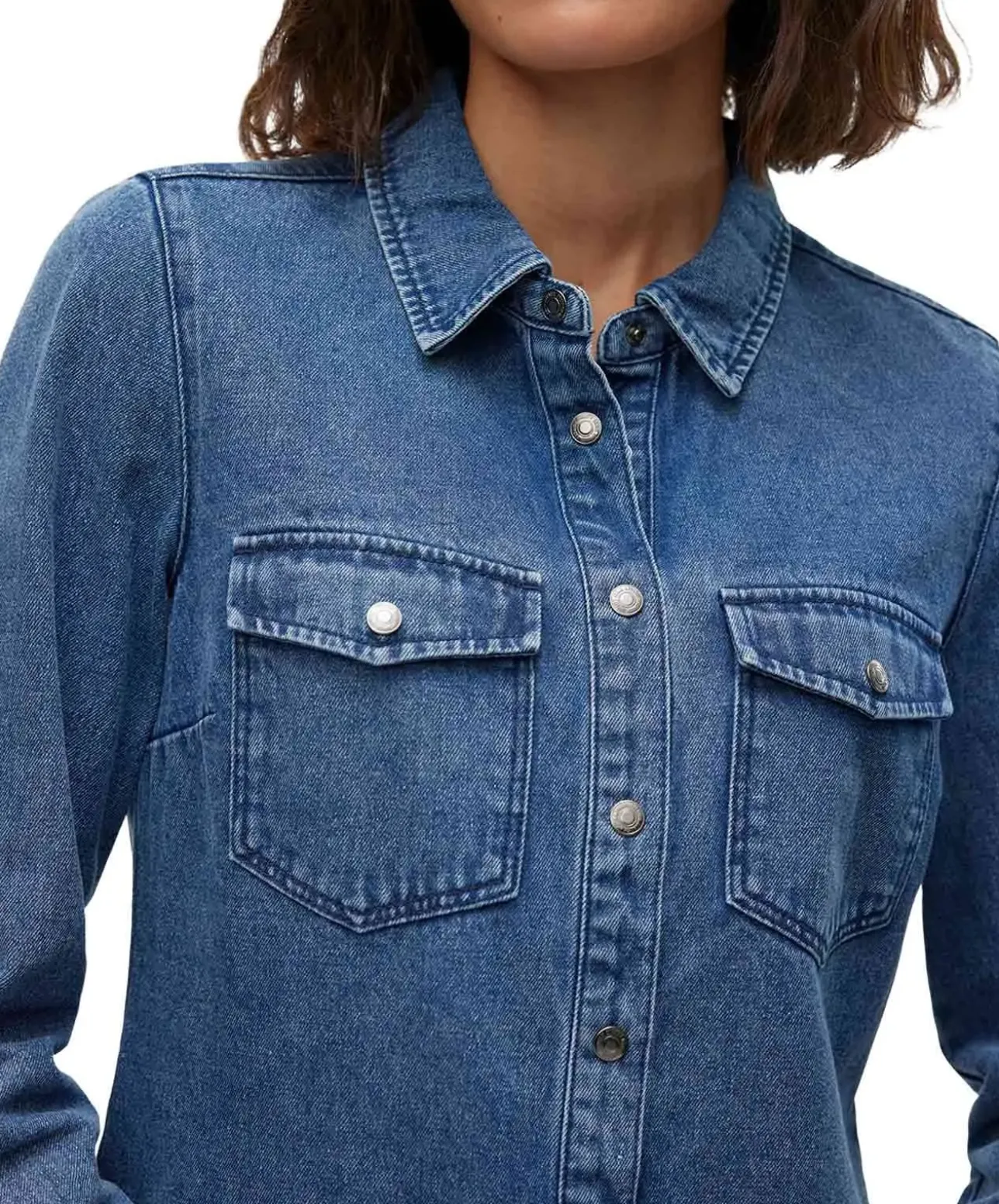 Vero Moda Jeanshemd Jennie in indigoblauer Waschung