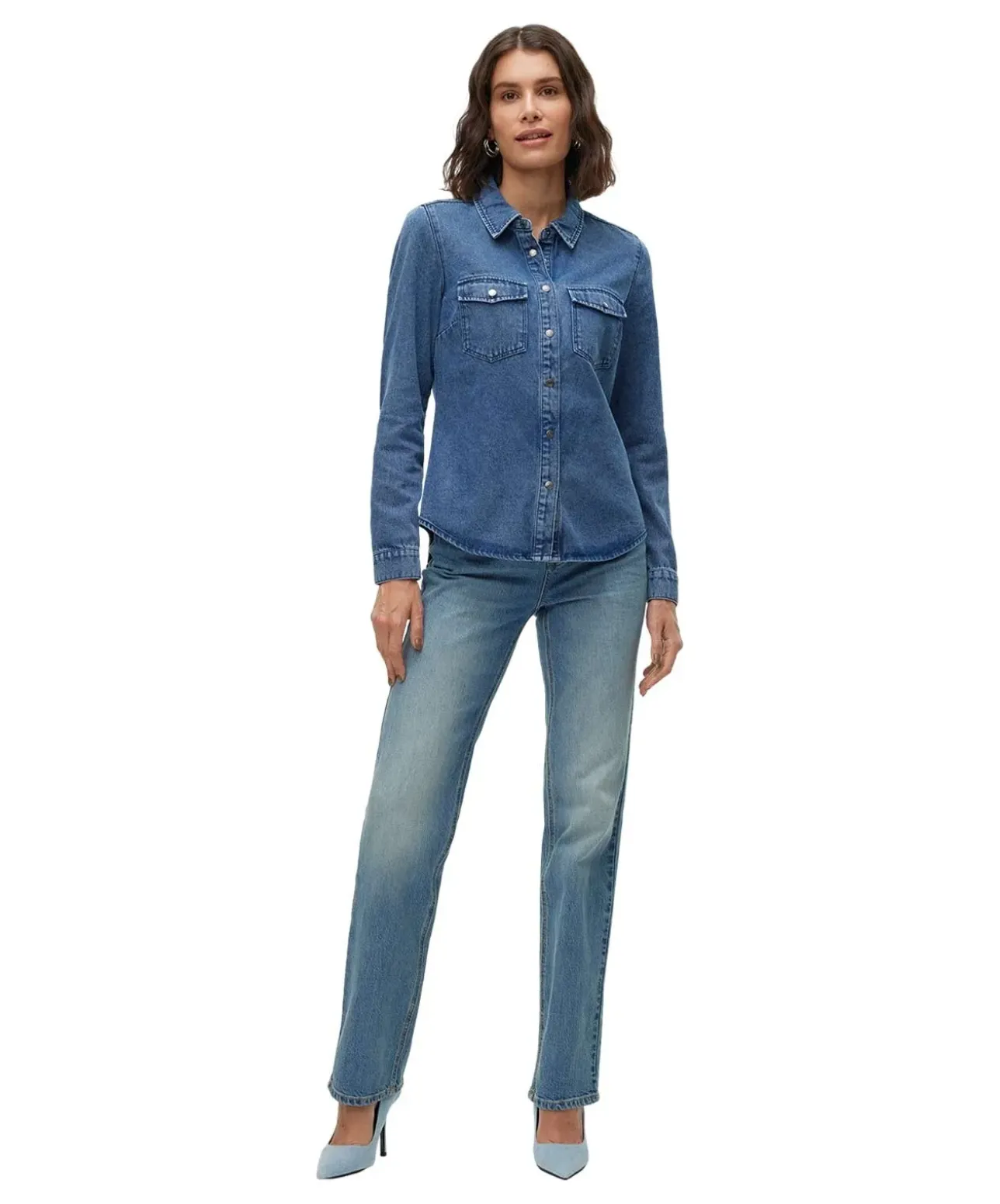 Vero Moda Jeanshemd Jennie in indigoblauer Waschung