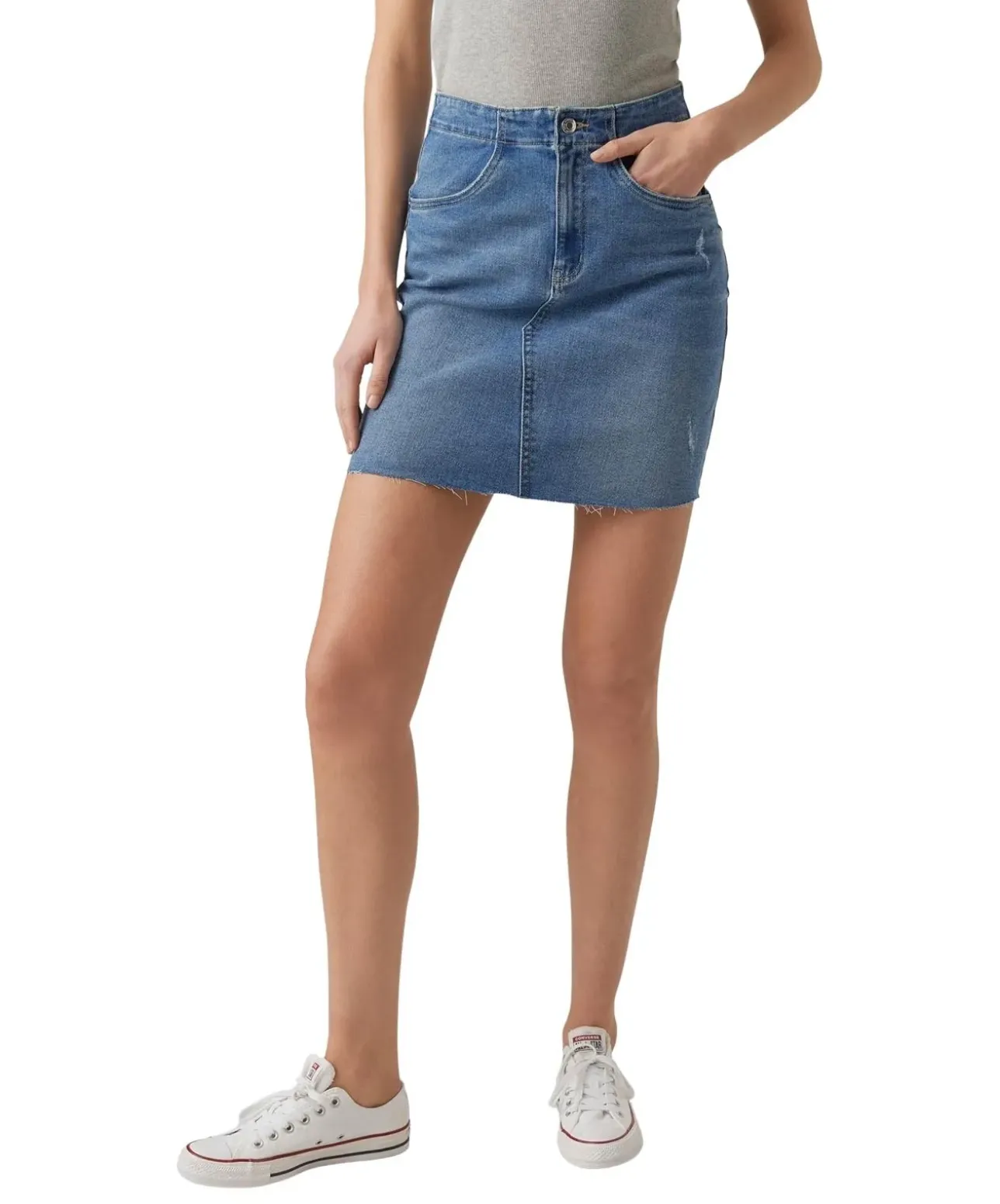 Vero Moda Jeansrock Rosie mit hoher Taille in Used Look