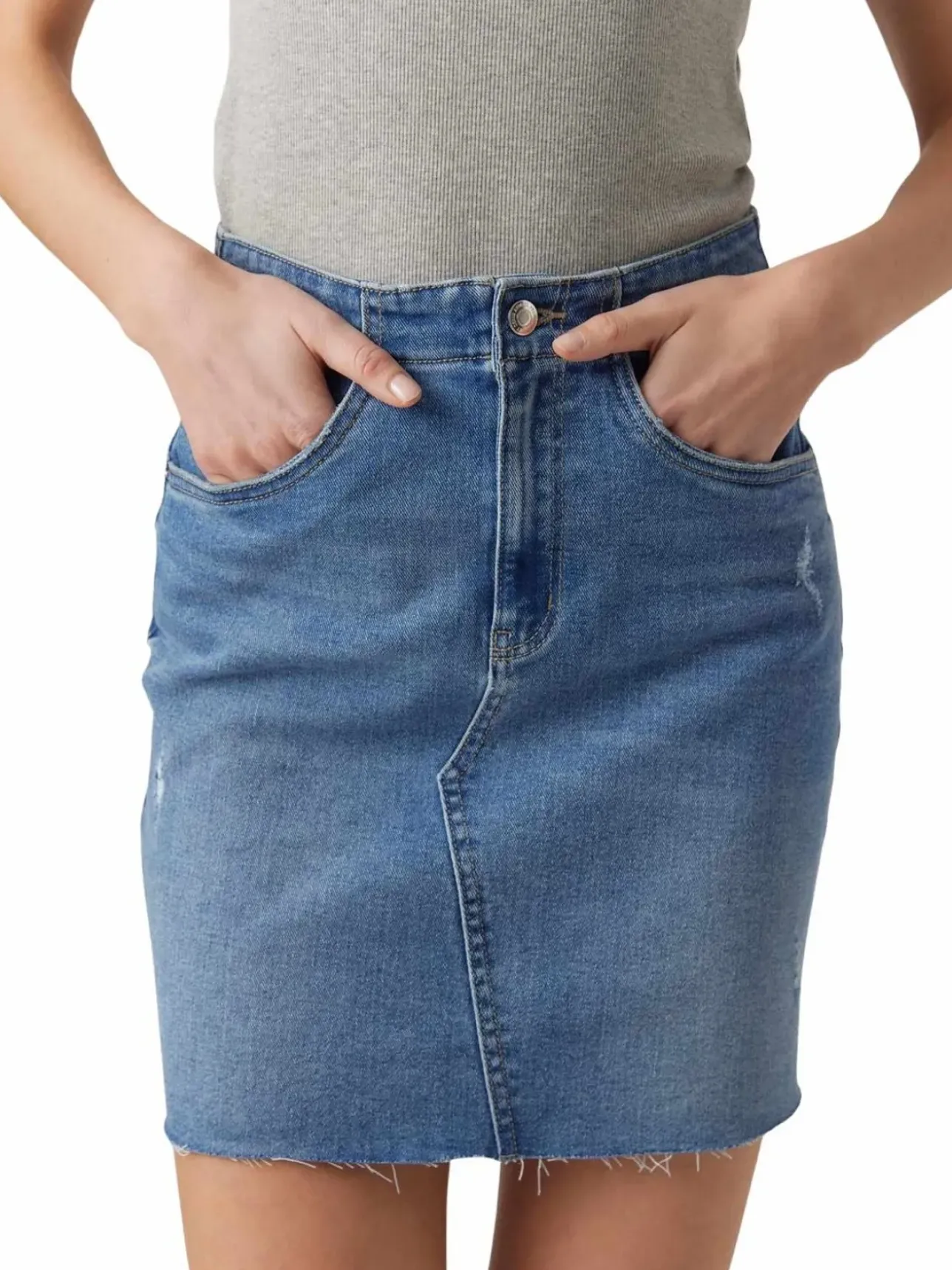 Vero Moda Jeansrock Rosie mit hoher Taille in Used Look