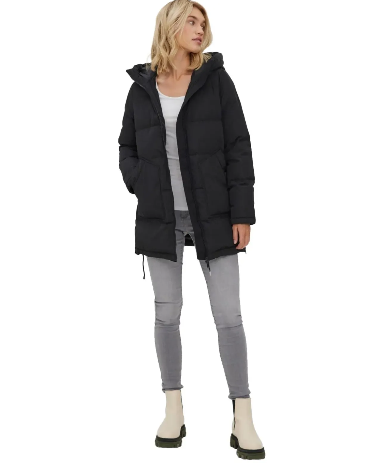 Vero Moda Kaputzenjacke Oslo in Schwarzer Langform