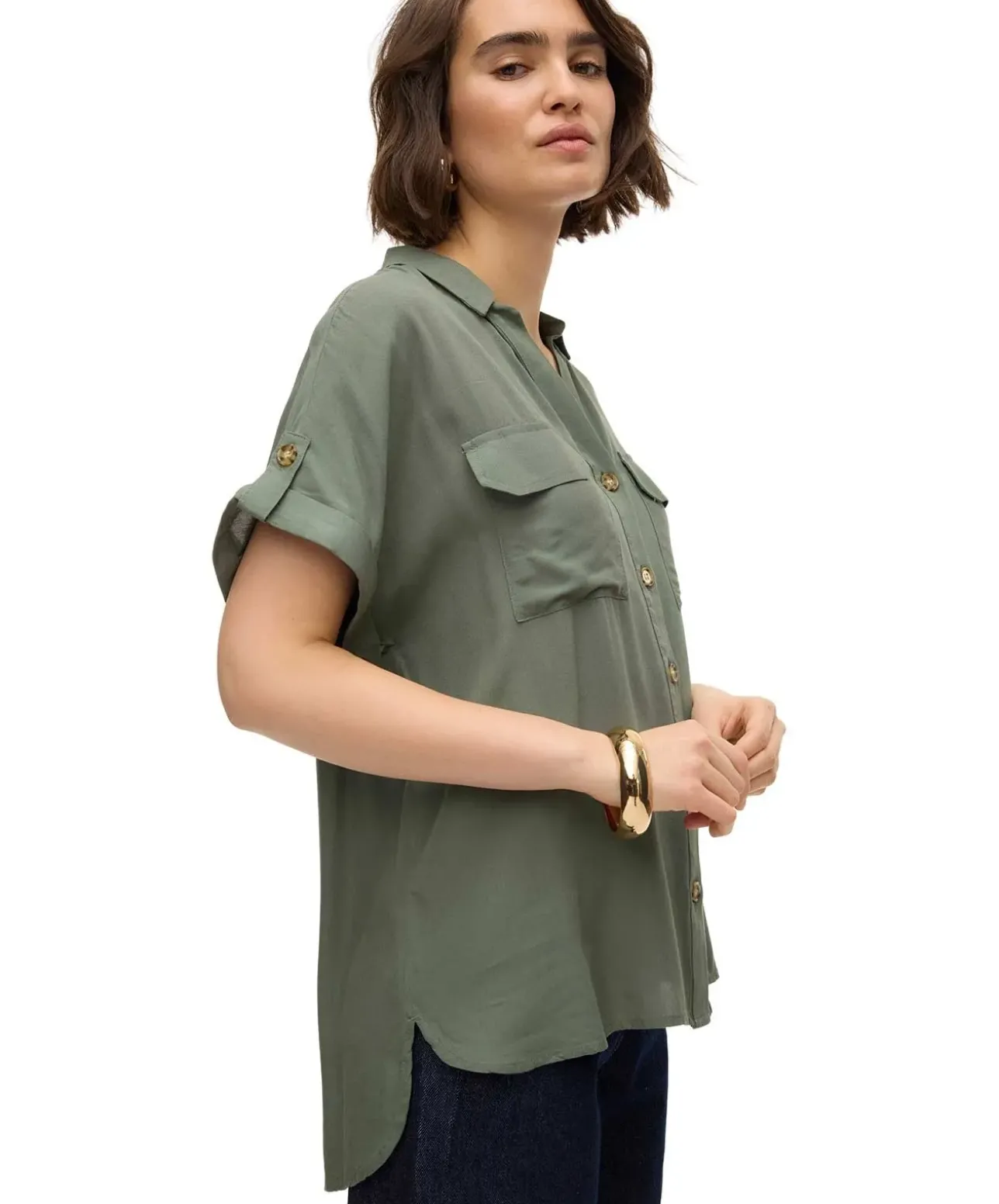 Vero Moda Kurzarmbluse Bumby in Grün