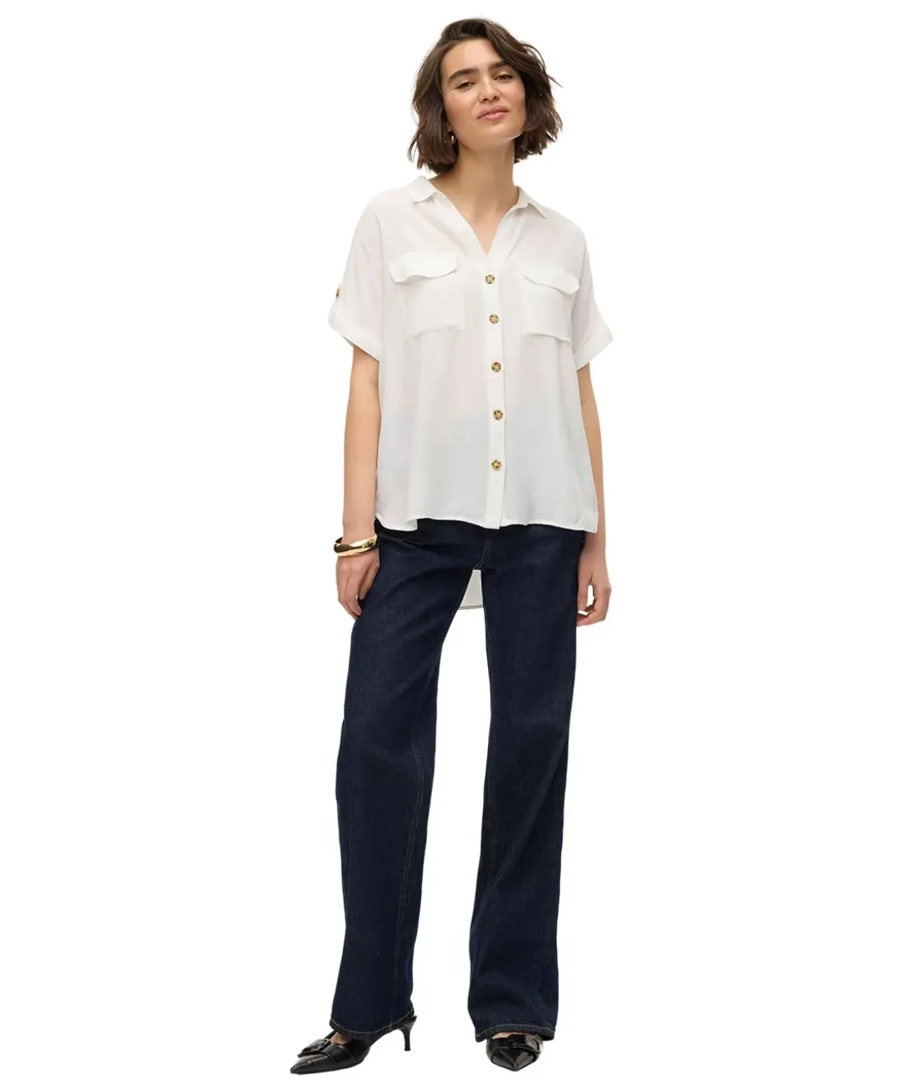 Vero Moda Kurzarmbluse Bumby in Weiß