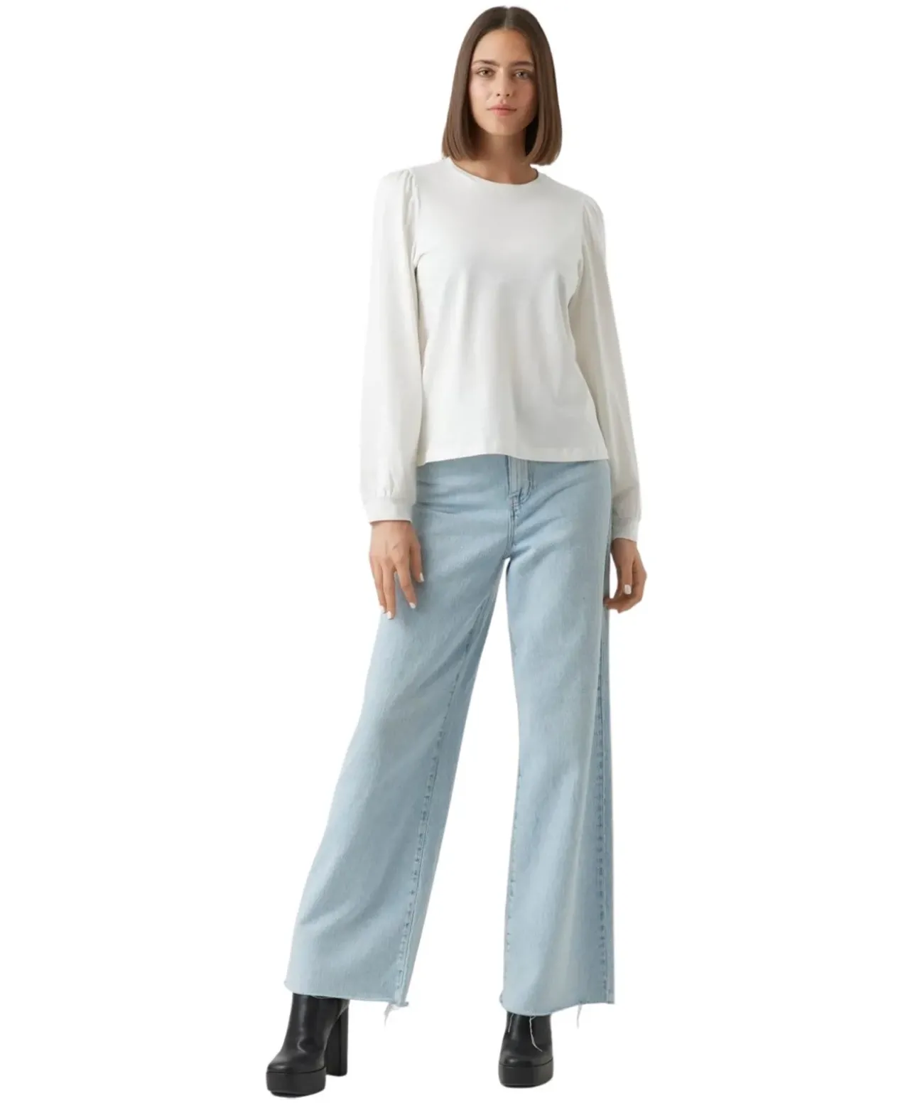 Vero Moda Langarmshirt Kelly mit Ballonärmel in Weiß