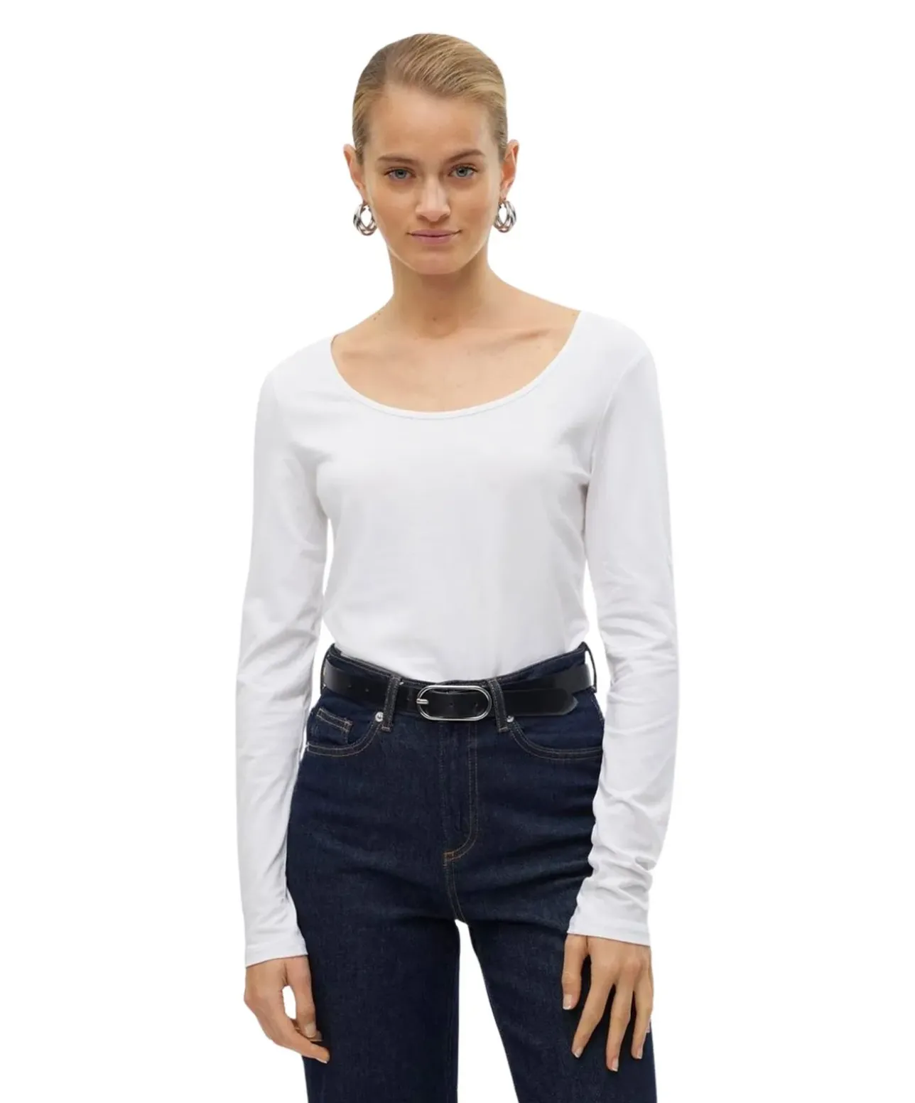 Vero Moda Langarmshirt Maxi aus weißer Baumwolle