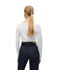 Vero Moda Langarmshirt Maxi aus weißer Baumwolle