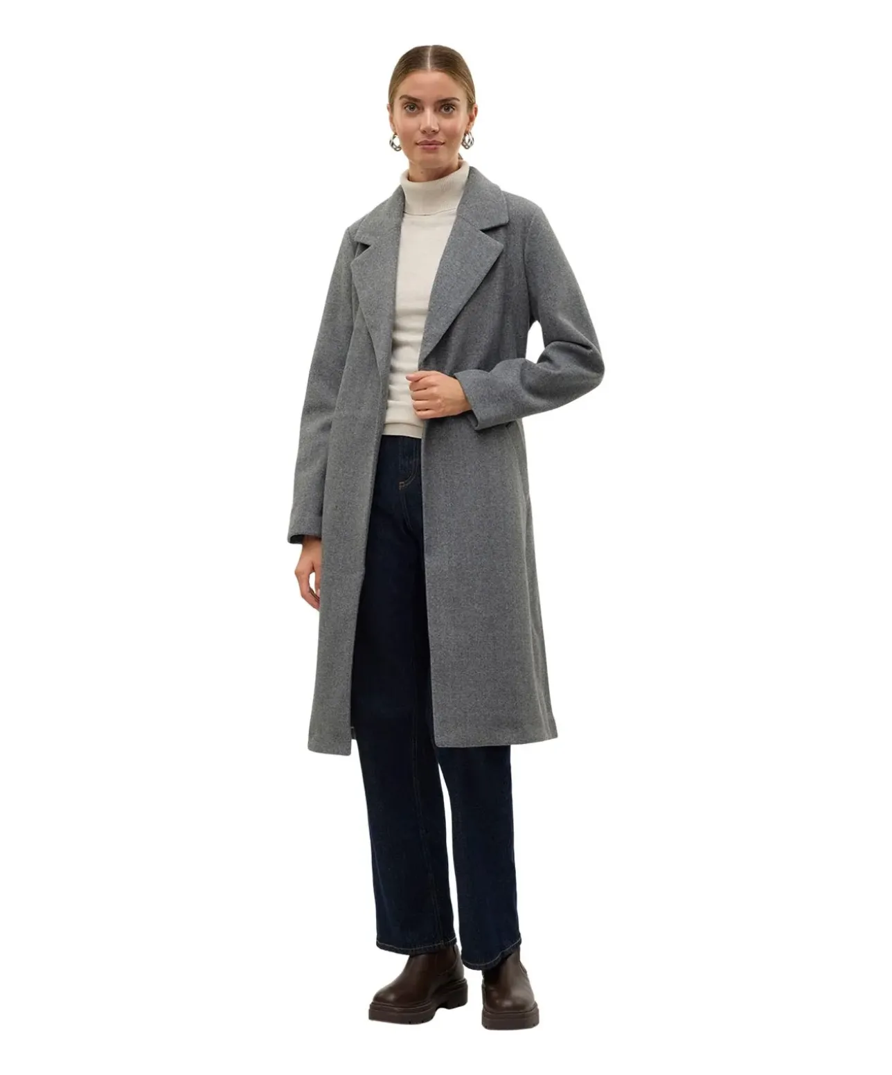 Vero Moda Mantel Fortuneaya mit Gürtel in Grau