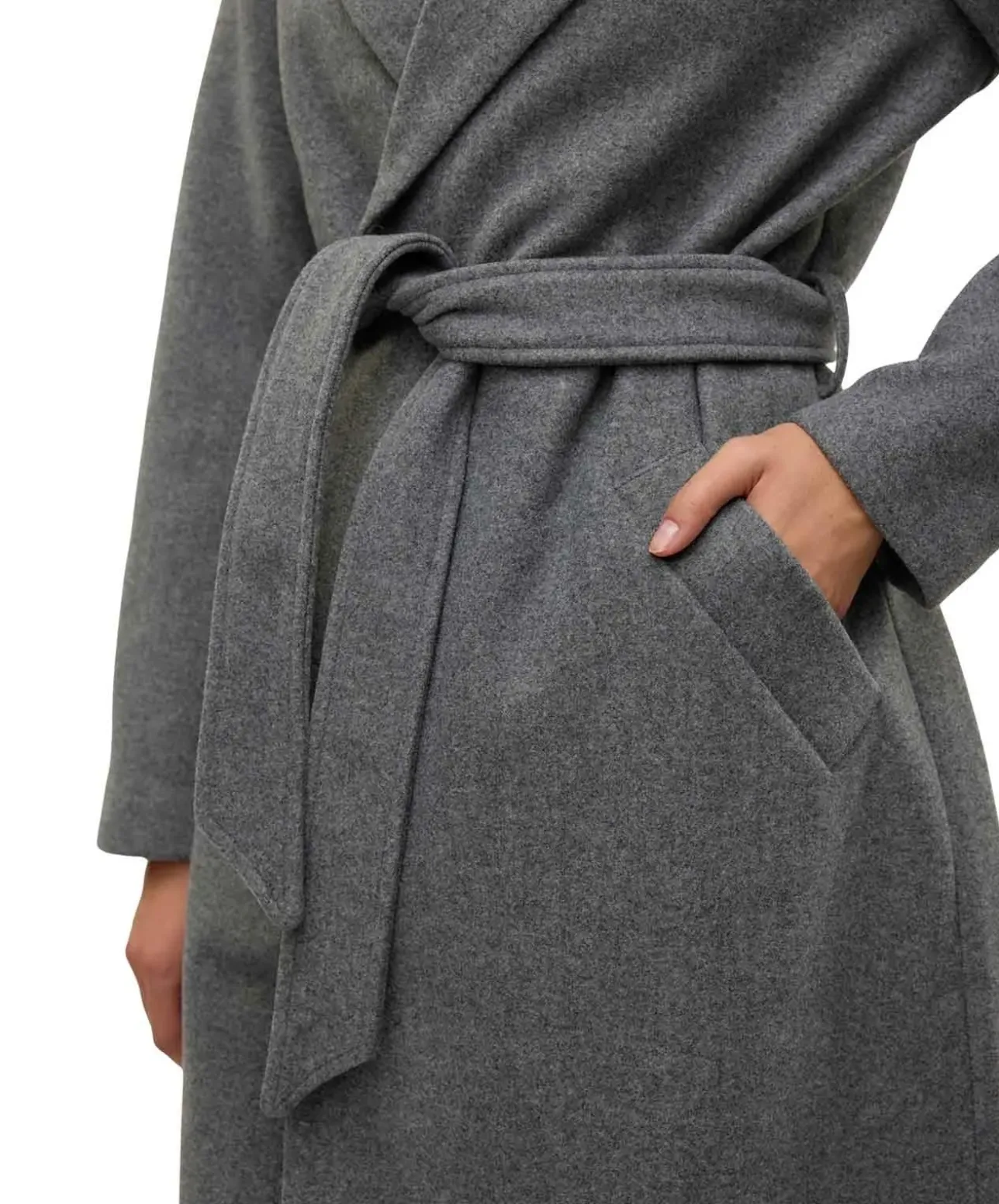 Vero Moda Mantel Fortuneaya mit Gürtel in Grau