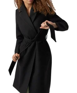 Vero Moda Mantel in Schwarz mit Gürtelverschluss