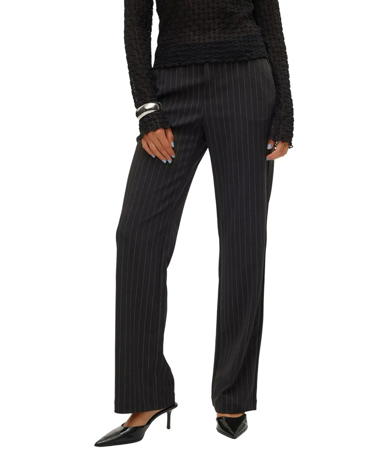 Vero Moda Maya Hose in Schwarz mit Nadelstreifen