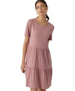 Vero Moda Minikleid Filli mit gestuftem Rockteil in Rosa