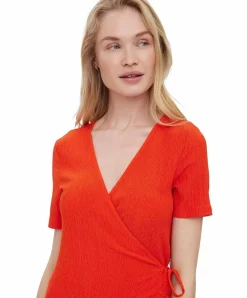 Vero Moda Minikleid Haya mit V-Ausschnitt in Orange