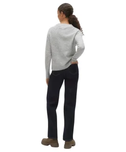Vero Moda Pullover Filuca in meliertem Grau mit Rundhals