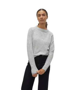 Vero Moda Pullover Filuca in meliertem Grau mit Rundhals