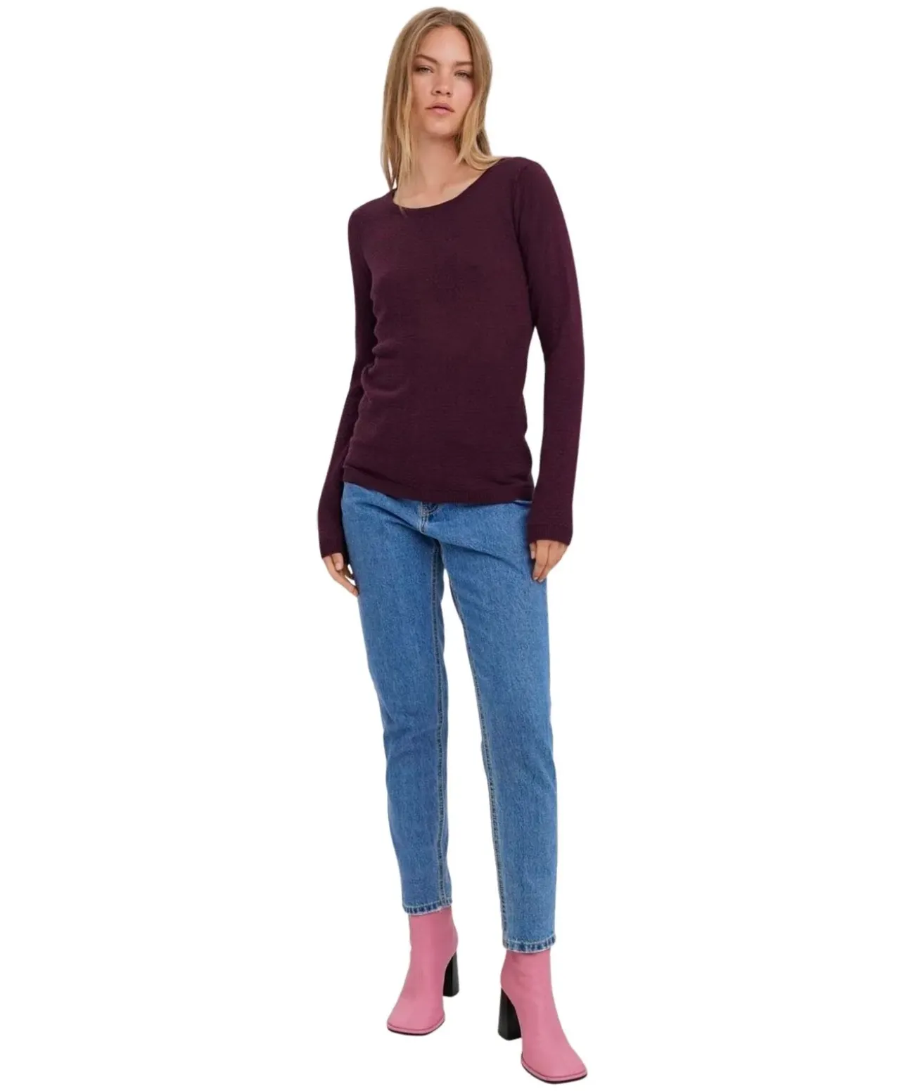 Vero Moda Rundhalspullover Care in Dunkelrot