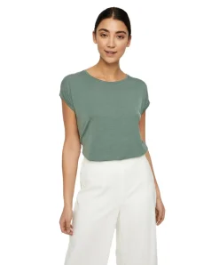 Vero Moda Rundhalsshirt AVA in grün mit Flügelärmeln