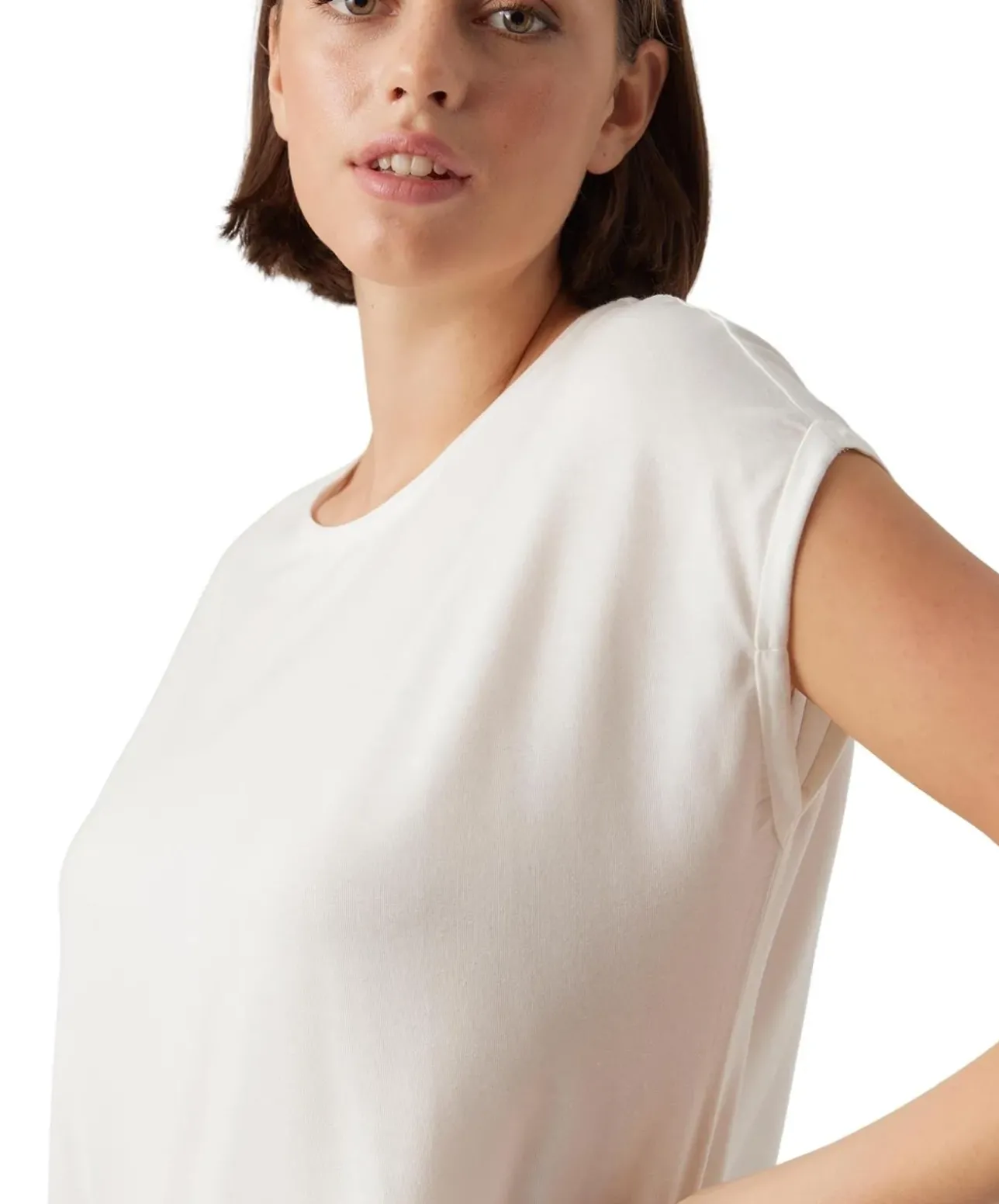Vero Moda Rundhalsshirt AVA mit Kurzarm in weiß