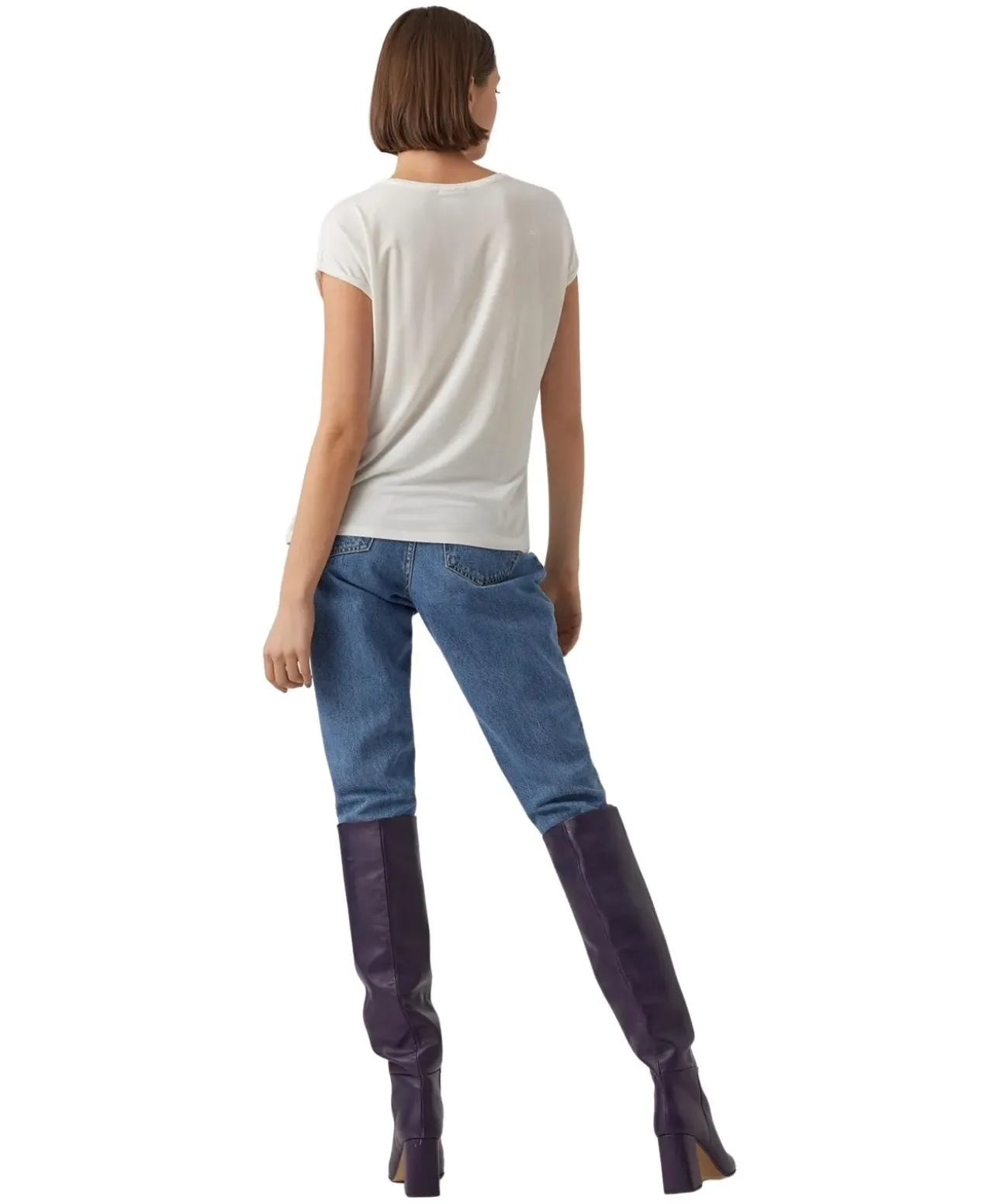 Vero Moda Rundhalsshirt AVA mit Kurzarm in weiß