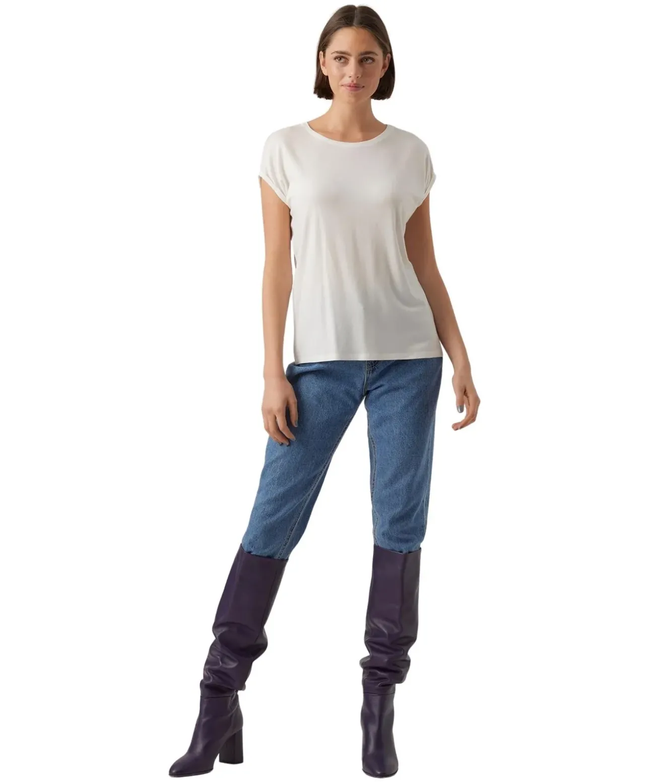 Vero Moda Rundhalsshirt AVA mit Kurzarm in weiß