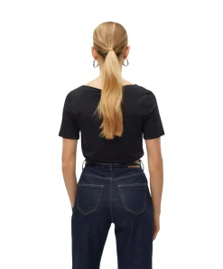 Vero Moda Shirt Panda mit U-Boot-Ausschnitt in Schwarz