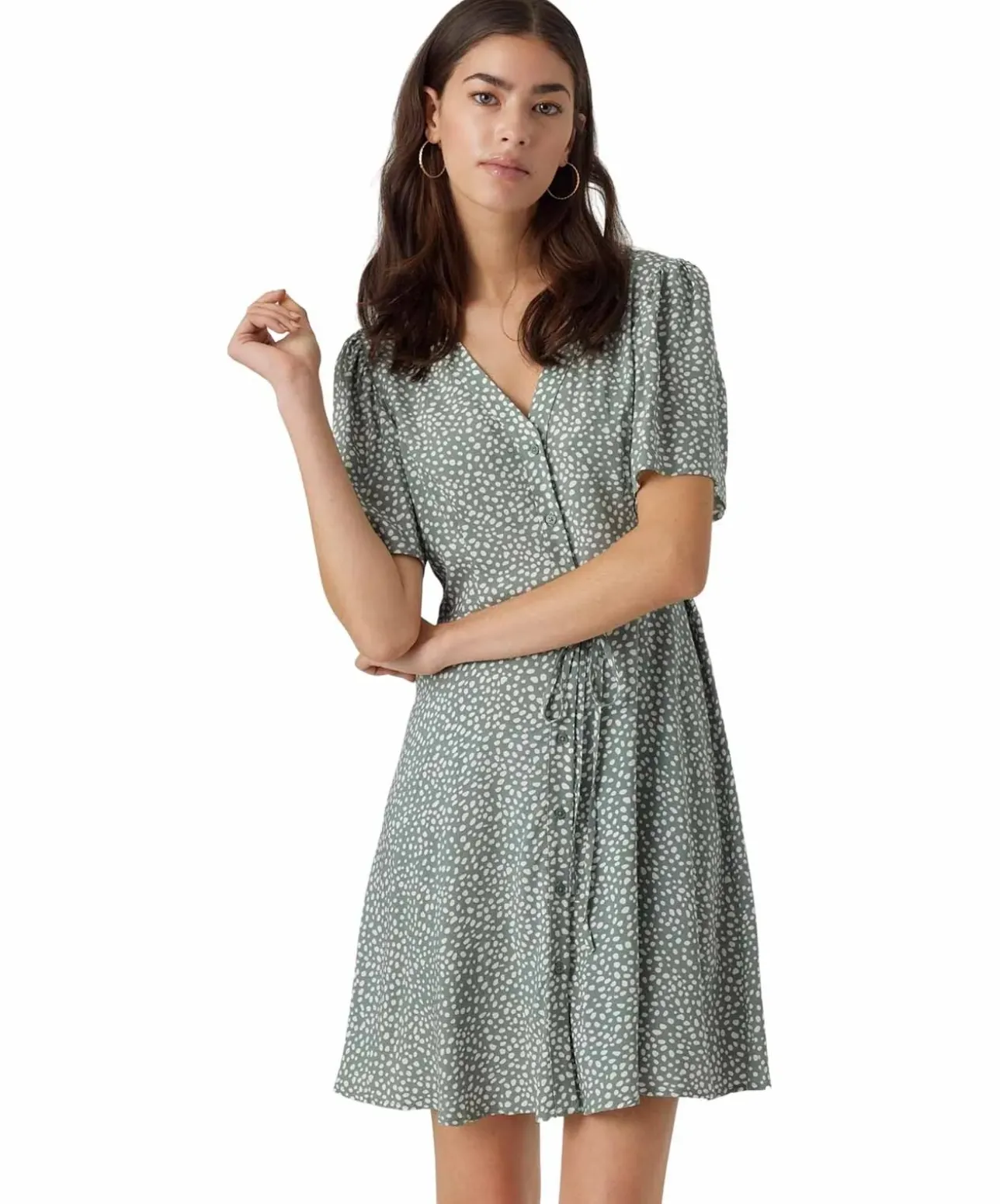 Vero Moda Sommerkleid Alba mit Muster in Hellgrün