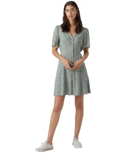 Vero Moda Sommerkleid Alba mit Muster in Hellgrün
