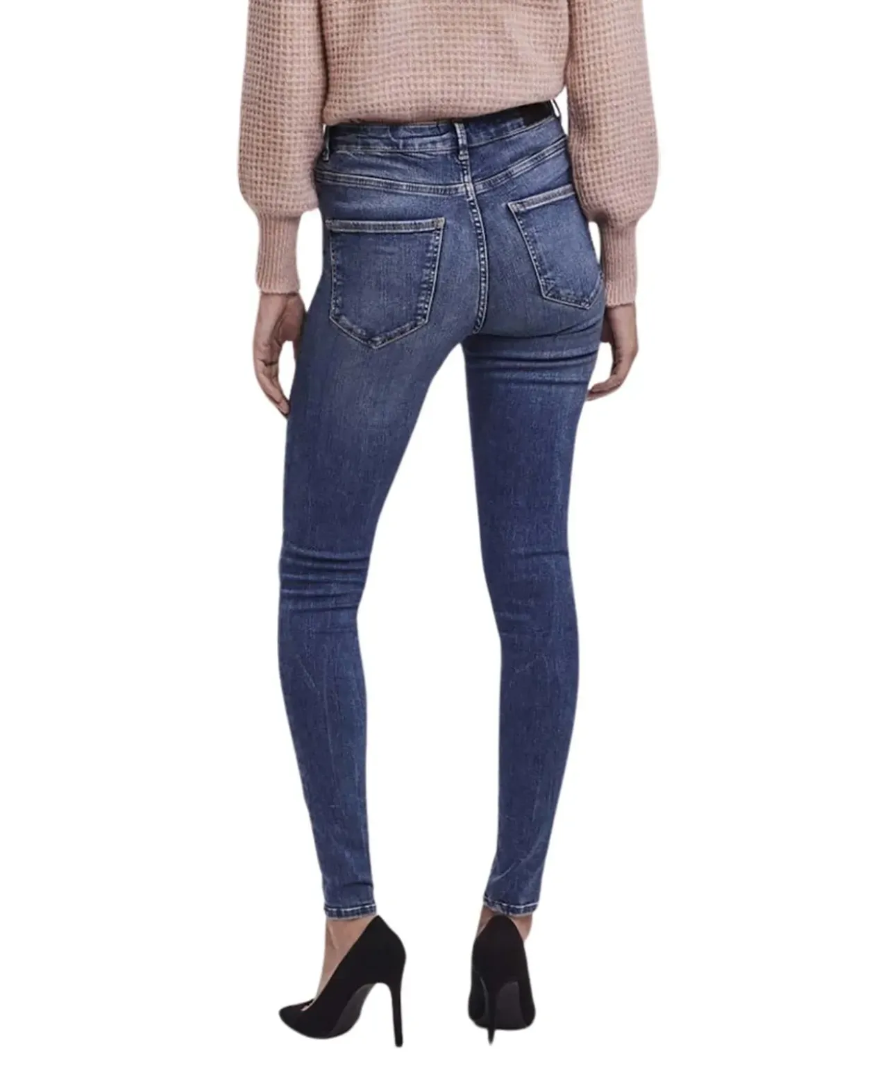 Vero Moda Sophia Jeans mit hoher Taille in blauer Waschung