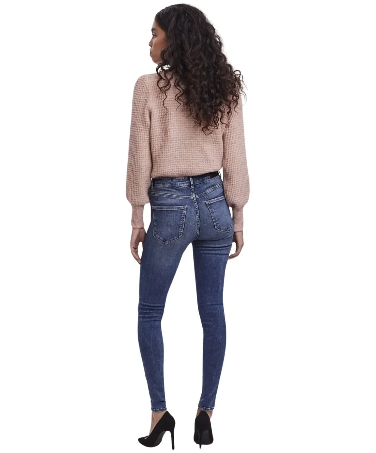 Vero Moda Sophia Jeans mit hoher Taille in blauer Waschung