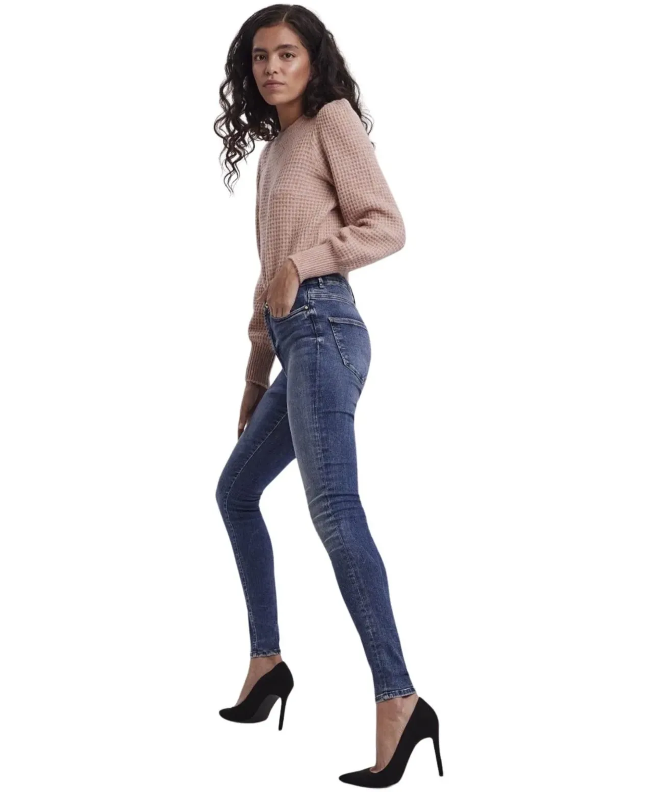 Vero Moda Sophia Jeans mit hoher Taille in blauer Waschung