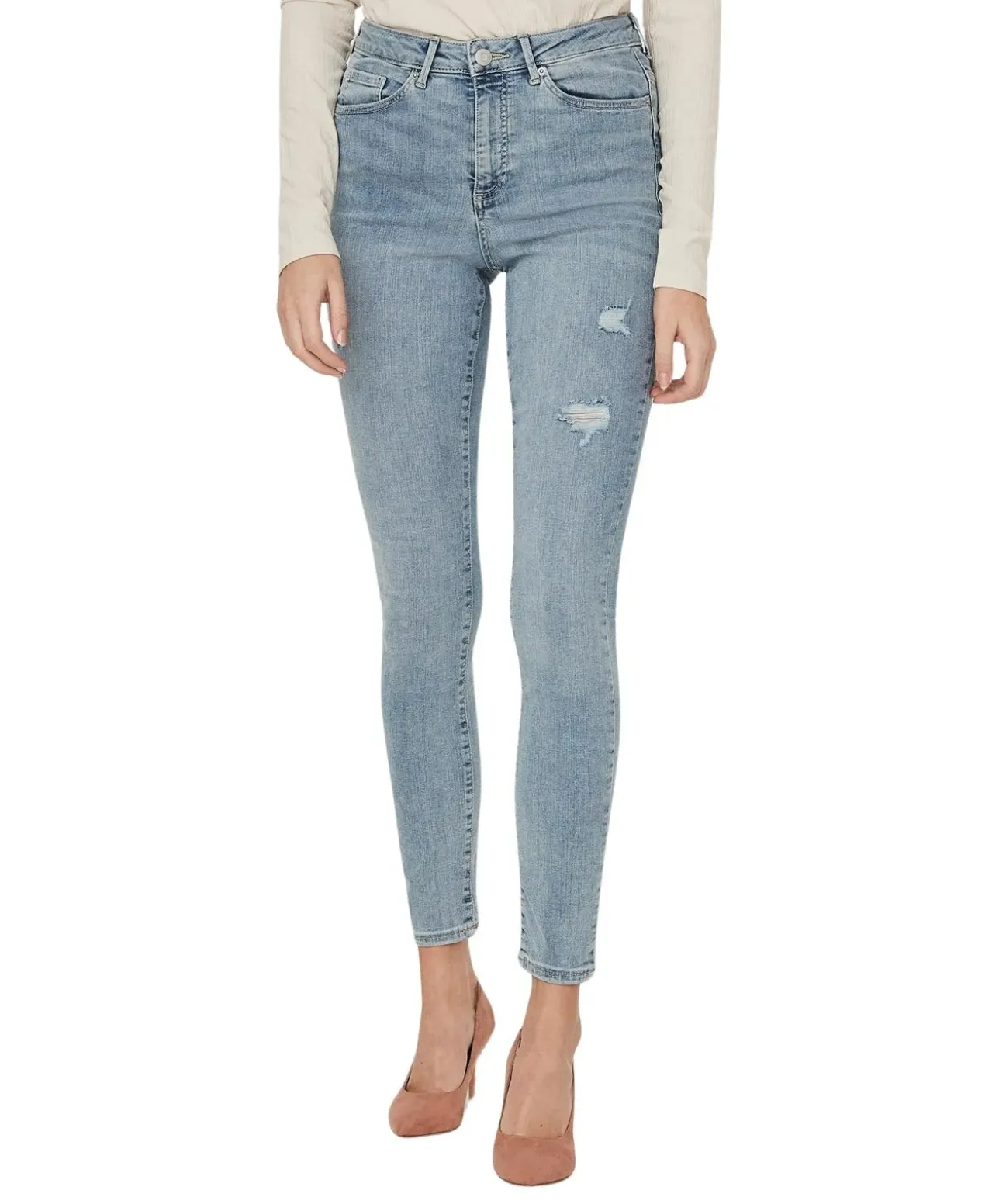 Vero Moda Sophia Jeans mit High Waist mit Destroyed Effekten