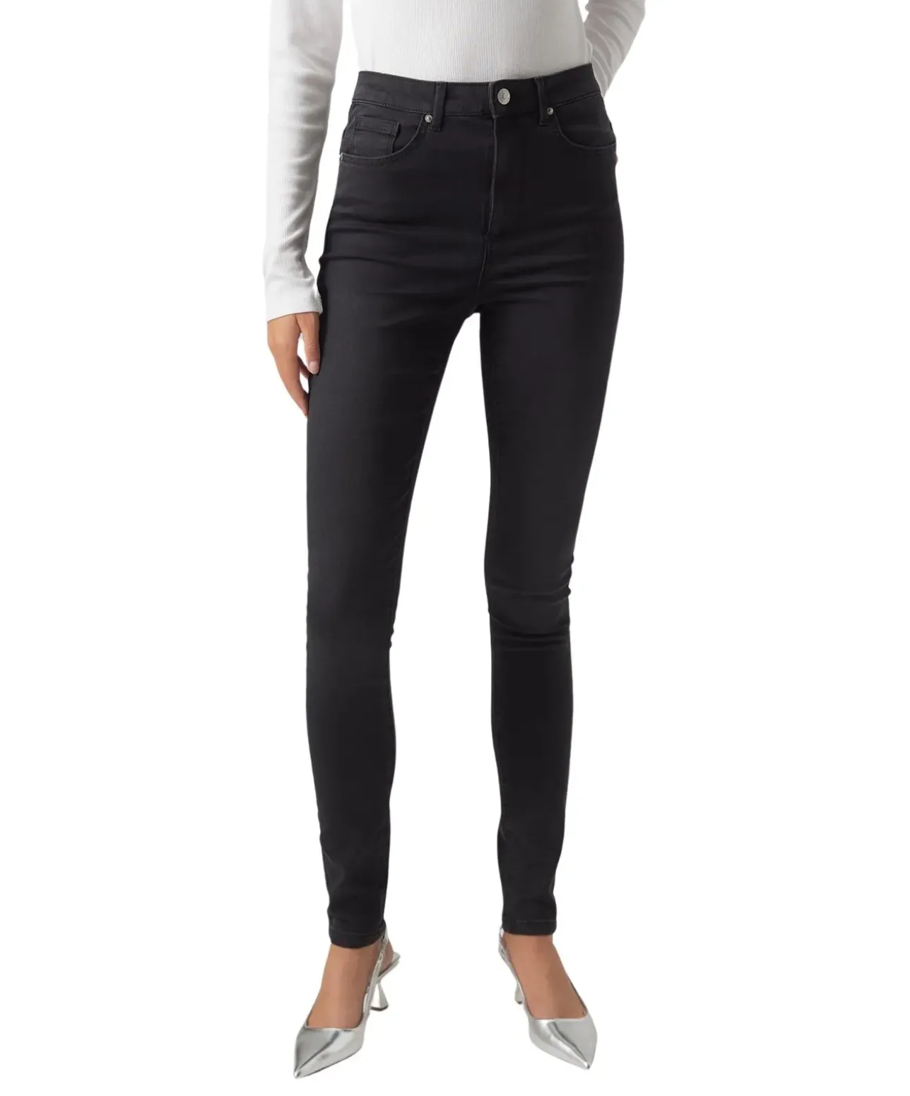 Vero Moda Sophia Jeans mit hohem Bund in Dunkelgrau