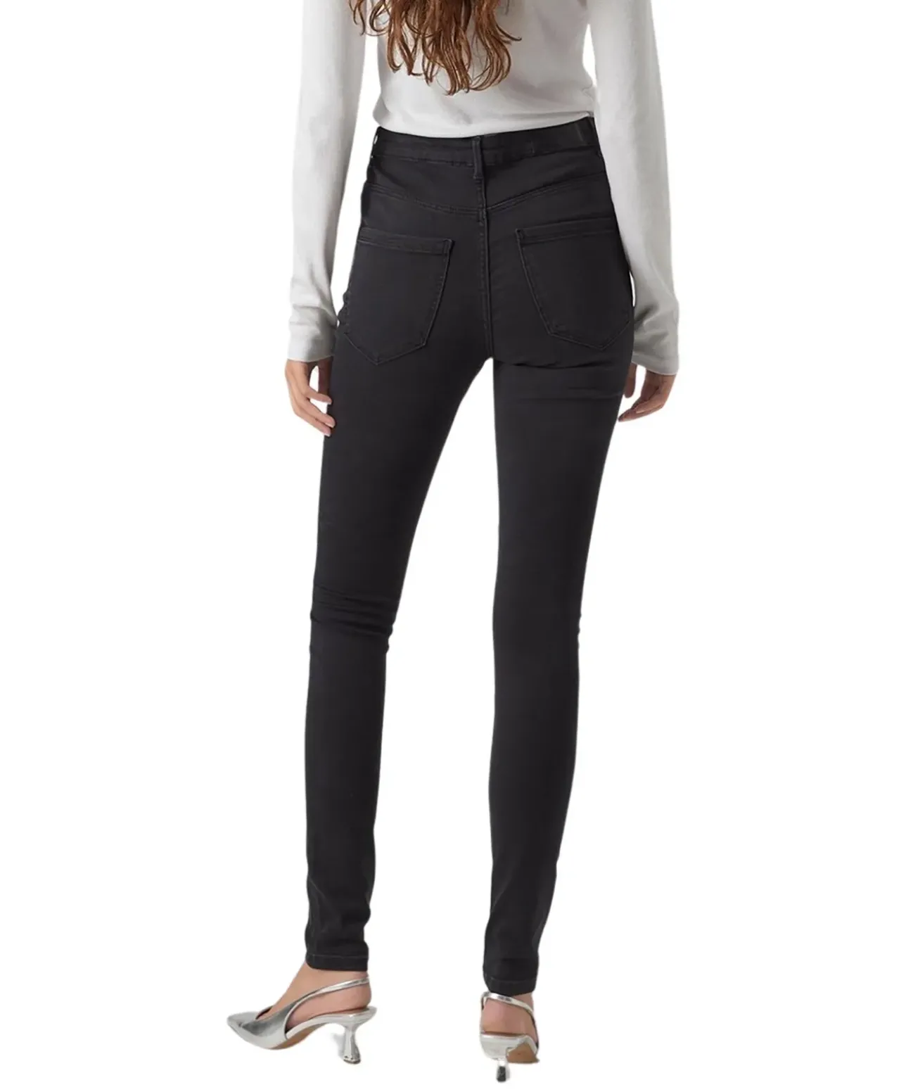 Vero Moda Sophia Jeans mit hohem Bund in Dunkelgrau
