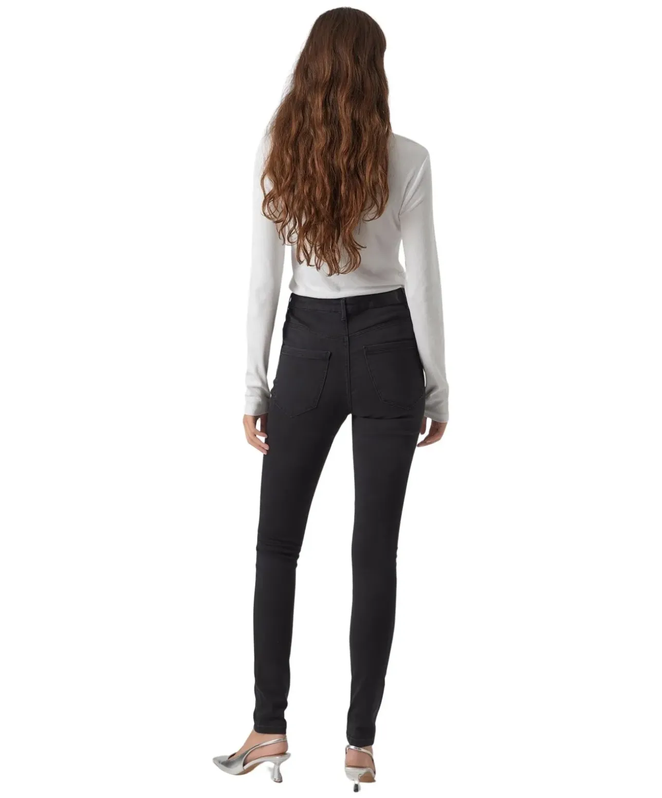 Vero Moda Sophia Jeans mit hohem Bund in Dunkelgrau