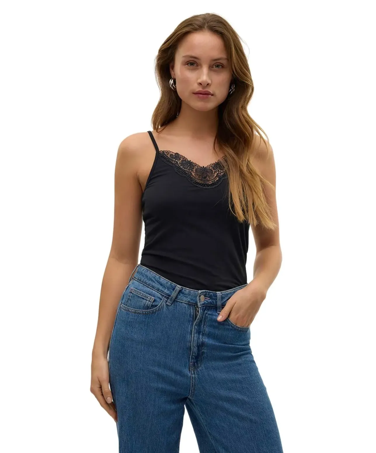 Vero Moda Spitzentop Lace in Schwarz