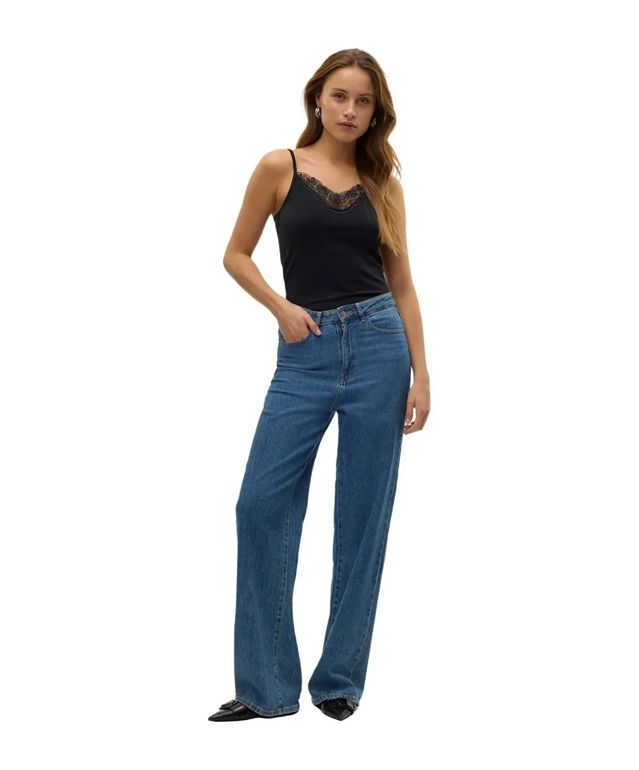 Vero Moda Spitzentop Lace in Schwarz