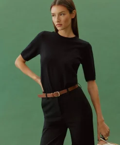 Vero Moda Stoffhose Zamira mit mittlerer Taille in Schwarz